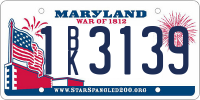 MD license plate 1BK3139