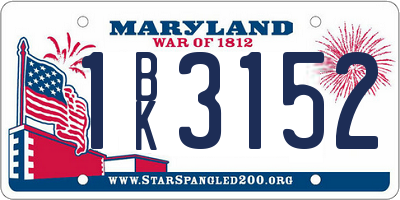 MD license plate 1BK3152