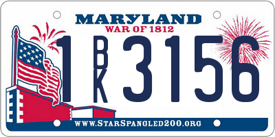 MD license plate 1BK3156