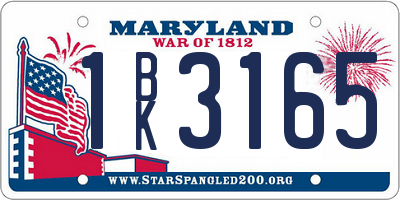 MD license plate 1BK3165