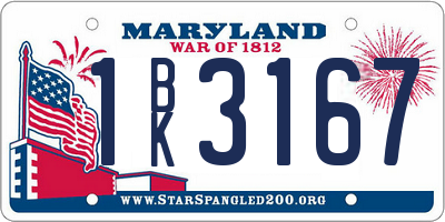 MD license plate 1BK3167