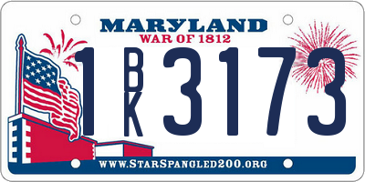 MD license plate 1BK3173