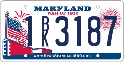 MD license plate 1BK3187