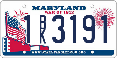 MD license plate 1BK3191