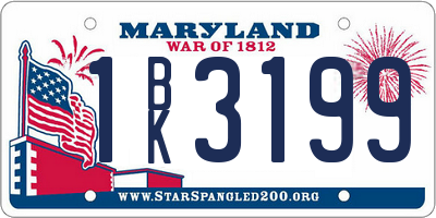 MD license plate 1BK3199