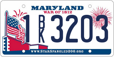MD license plate 1BK3203