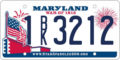 MD license plate 1BK3212