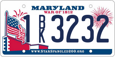MD license plate 1BK3232