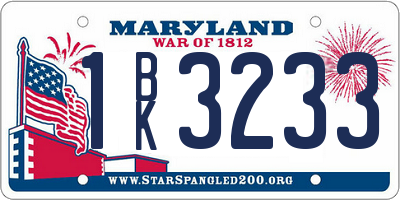MD license plate 1BK3233