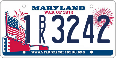 MD license plate 1BK3242