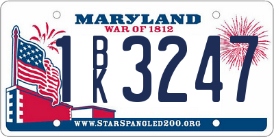 MD license plate 1BK3247