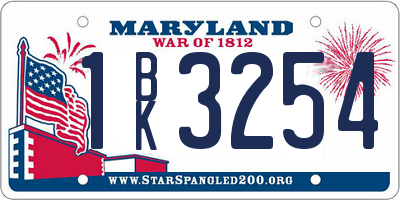 MD license plate 1BK3254