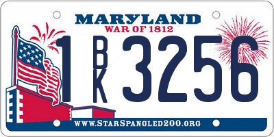 MD license plate 1BK3256
