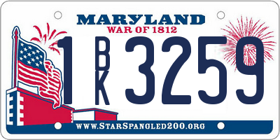 MD license plate 1BK3259