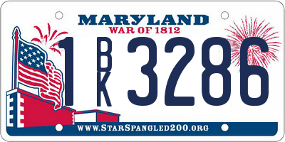 MD license plate 1BK3286