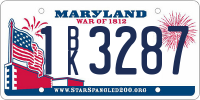MD license plate 1BK3287
