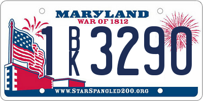 MD license plate 1BK3290