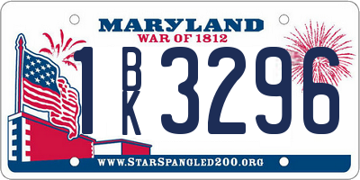 MD license plate 1BK3296
