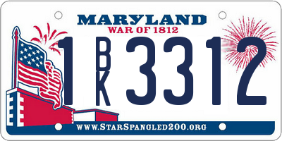 MD license plate 1BK3312