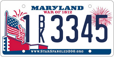 MD license plate 1BK3345