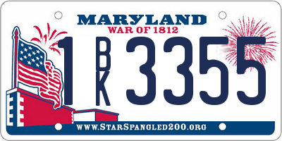 MD license plate 1BK3355