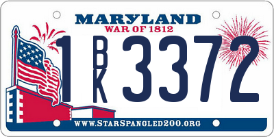 MD license plate 1BK3372