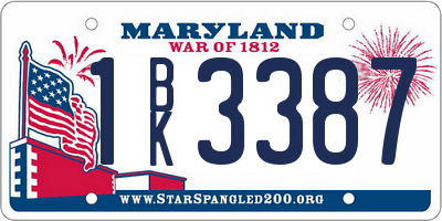 MD license plate 1BK3387