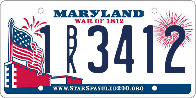MD license plate 1BK3412