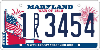 MD license plate 1BK3454