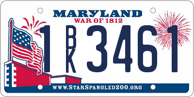 MD license plate 1BK3461