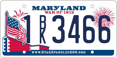 MD license plate 1BK3466