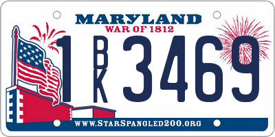 MD license plate 1BK3469