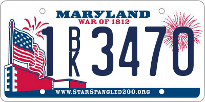 MD license plate 1BK3470