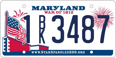 MD license plate 1BK3487