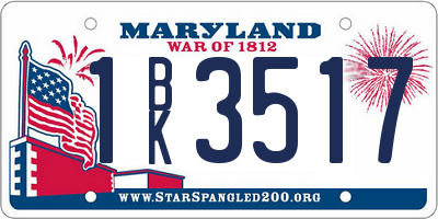 MD license plate 1BK3517