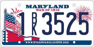 MD license plate 1BK3525
