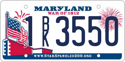 MD license plate 1BK3550