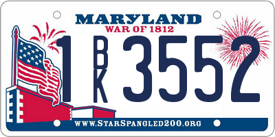 MD license plate 1BK3552
