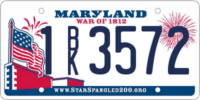 MD license plate 1BK3572