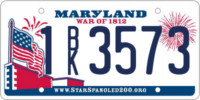 MD license plate 1BK3573