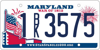 MD license plate 1BK3575