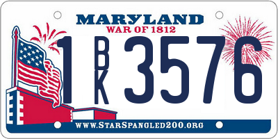 MD license plate 1BK3576