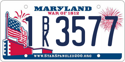 MD license plate 1BK3577