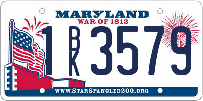 MD license plate 1BK3579