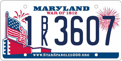 MD license plate 1BK3607