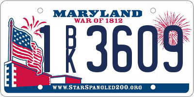 MD license plate 1BK3609