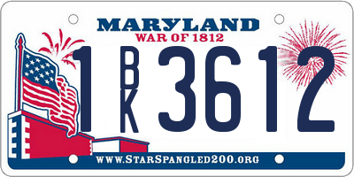 MD license plate 1BK3612