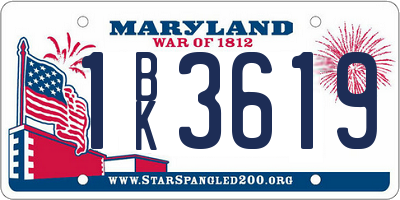MD license plate 1BK3619