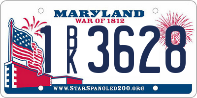 MD license plate 1BK3628