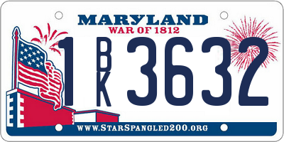 MD license plate 1BK3632